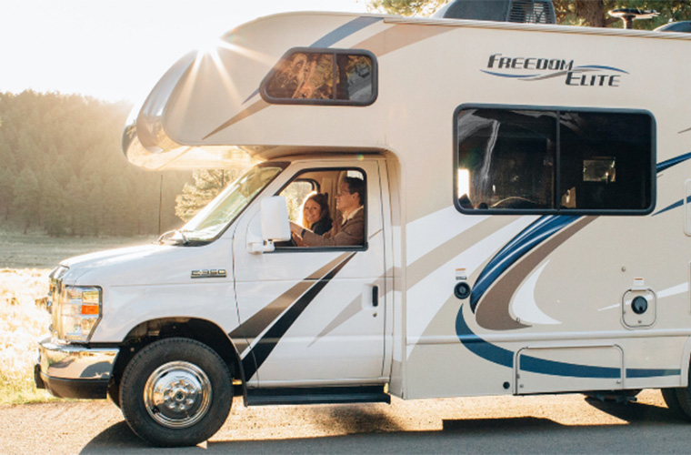 rv driving on road