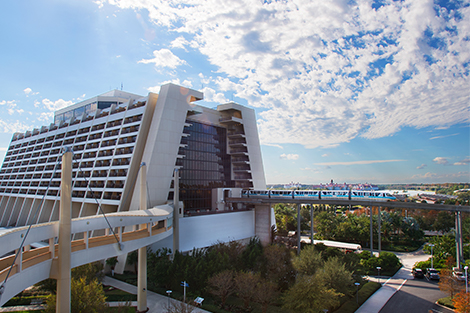 Contemporary Resort with Monorail Going Through Hotel