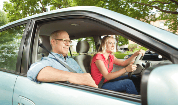 teenager driving car