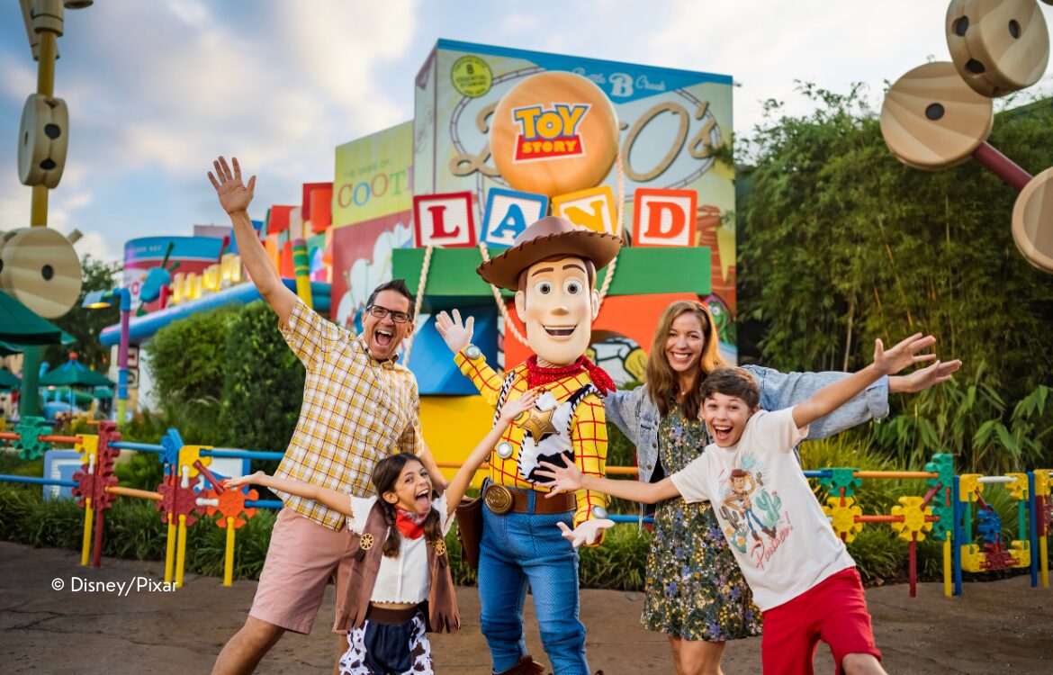 Family at Disney World in Toy Story Land
